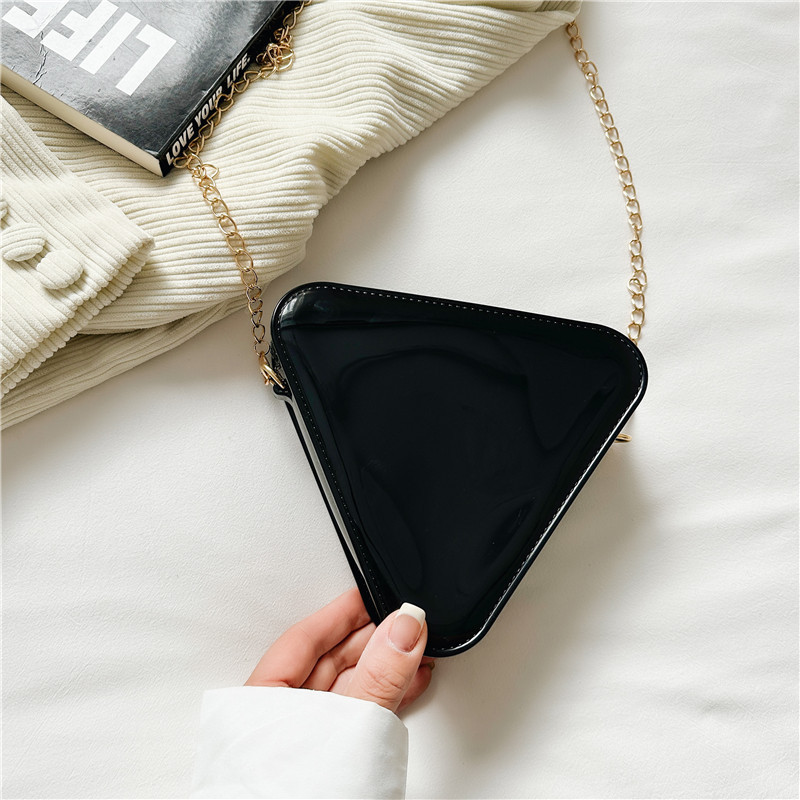 2025 New style PVC jelly bag, triangular bag, plastic single-shoulder crossbody women's bag, mini small bag, fashionable chain bag Specification drawing