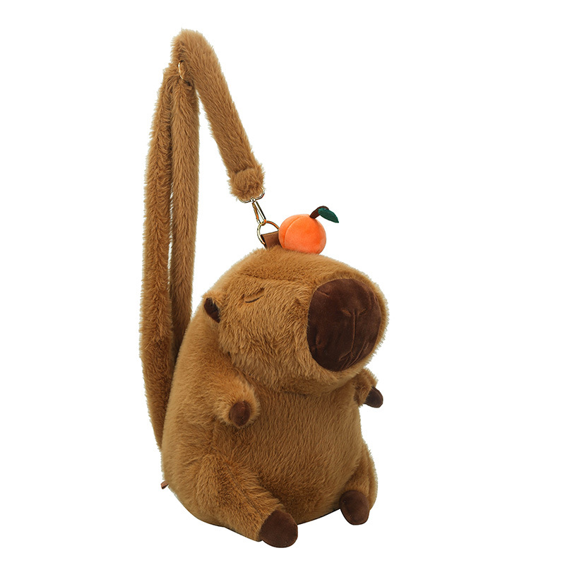 The new popular Capibara backpack, an ugly and cute plush crossbody bag, a cartoon capybara plush girl's handbag Item Picture