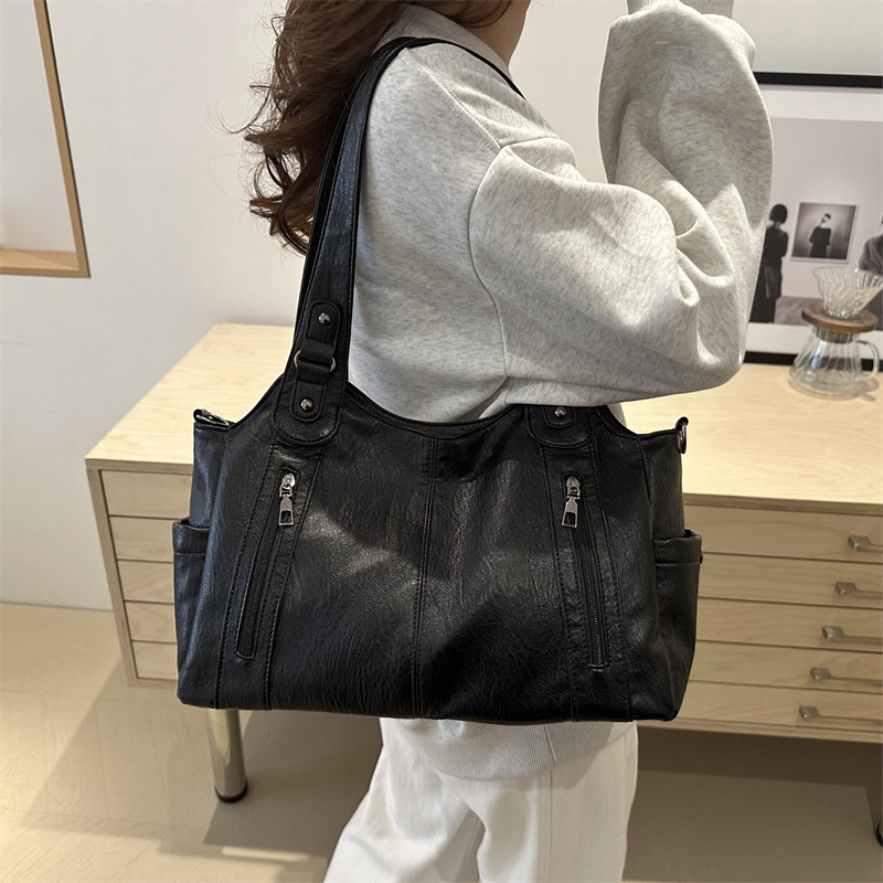 Casual solid color versatile tote bag, crossbody bag, high-end large-capacity summer single-shoulder bag, hand-carry underarm bag for women Specification drawing