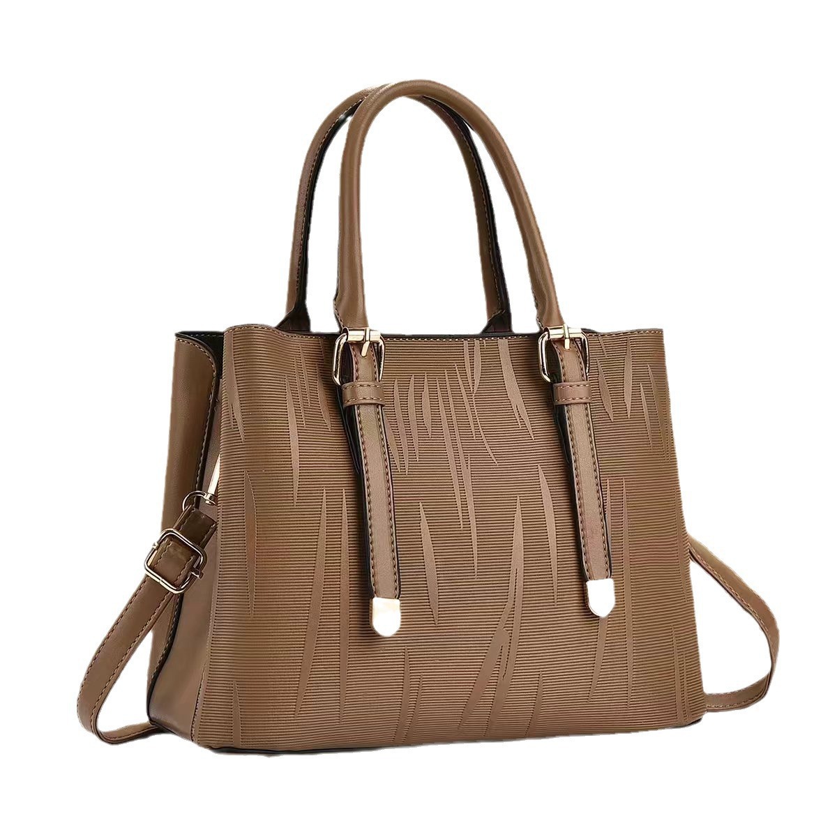 New striped bucket bag, tassel pattern women's single-shoulder bag, cross-border simple and trendy, large capacity, versatile, crossbody large bag Item Picture