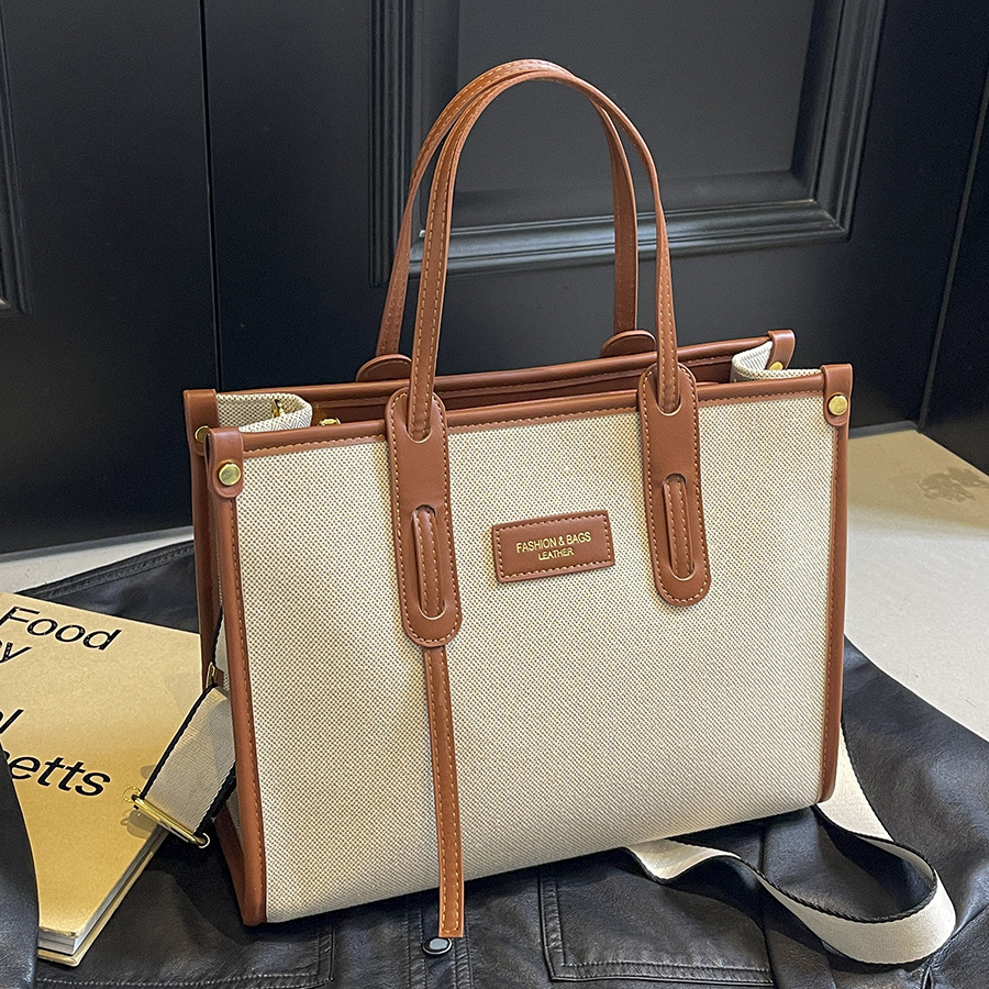 Commuting large-capacity canvas bag for women, 2024 new style, trendy, casual and versatile crossbody bag, fashionable tote bag full figure