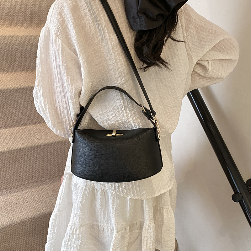 2025 New retro lychee pattern hand-held bucket bag for women, casual, versatile and high-end, single-shoulder crossbody bag for cross-border use Specification drawing