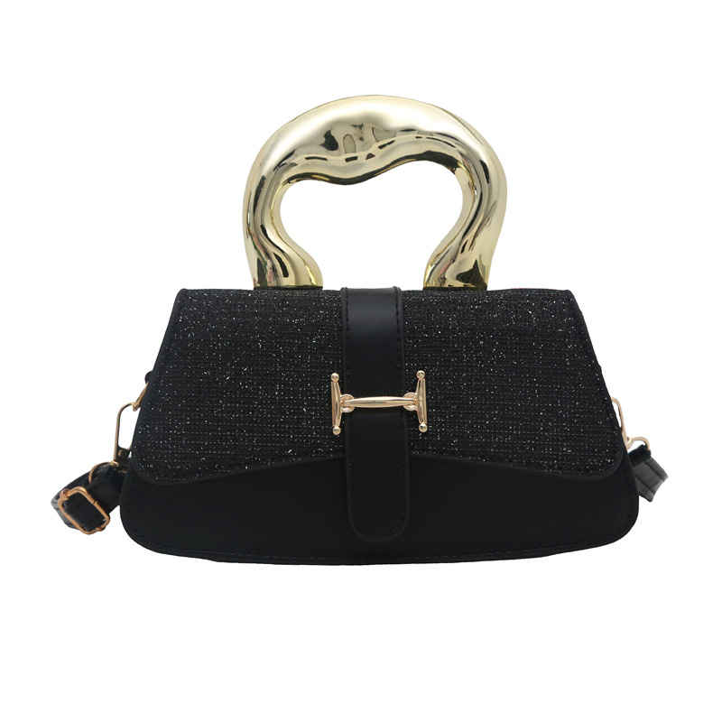 A stylish new large-capacity, simple 2025 texture metal handbag for women, a small square bag for single-shoulder and underarm crossbody Item Picture