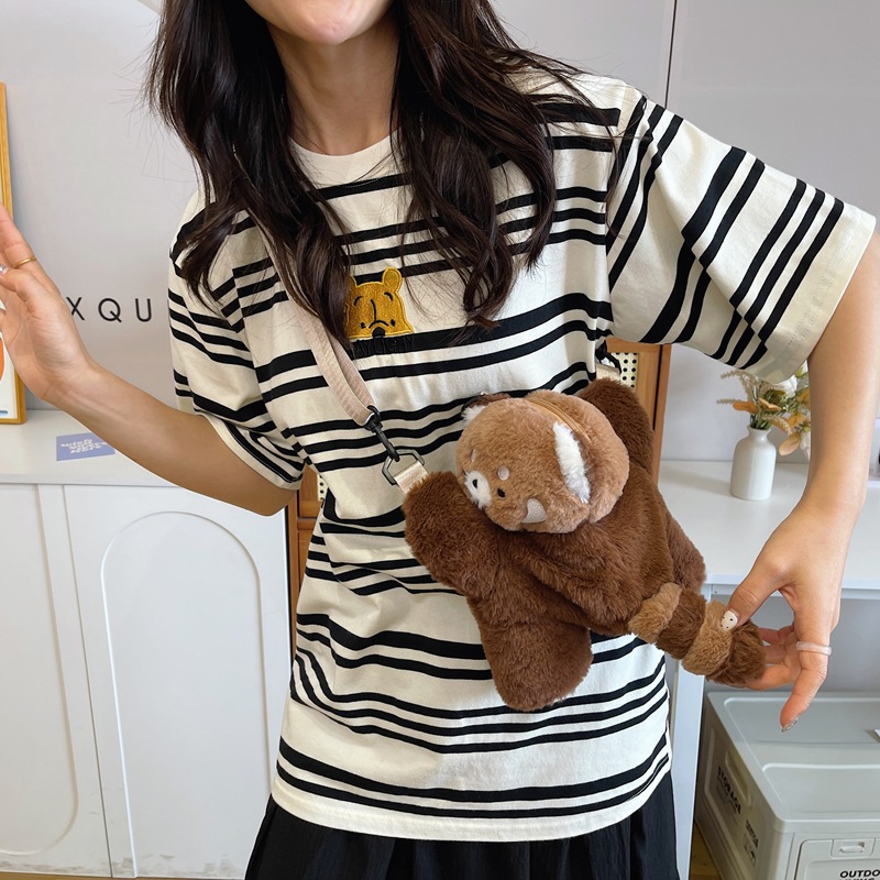 New cartoon Raccoon Papa plush toy crossbody bag 2024, personalized backpack, girlish backpack wholesale full figure