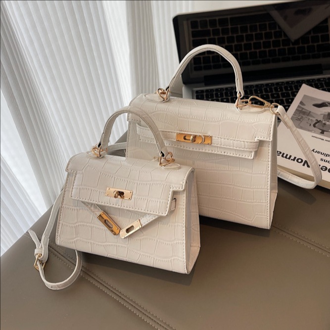 Cross-border stone-patterned handbag, stylish Kelly bag 2025 new style, trendy and fashionable single-shoulder bag, retro crossbody bag for women full figure