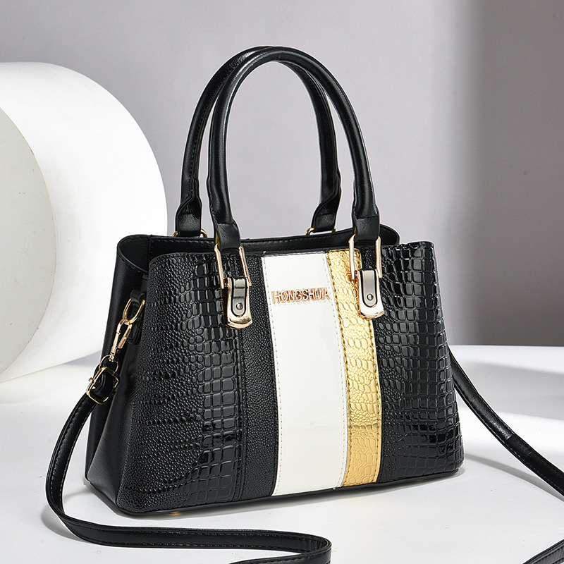 Large-capacity bags, women's bags, fashionable patchwork three-piece set, mother-and-child bag, single-shoulder crossbody bag, commuter handbag details Picture