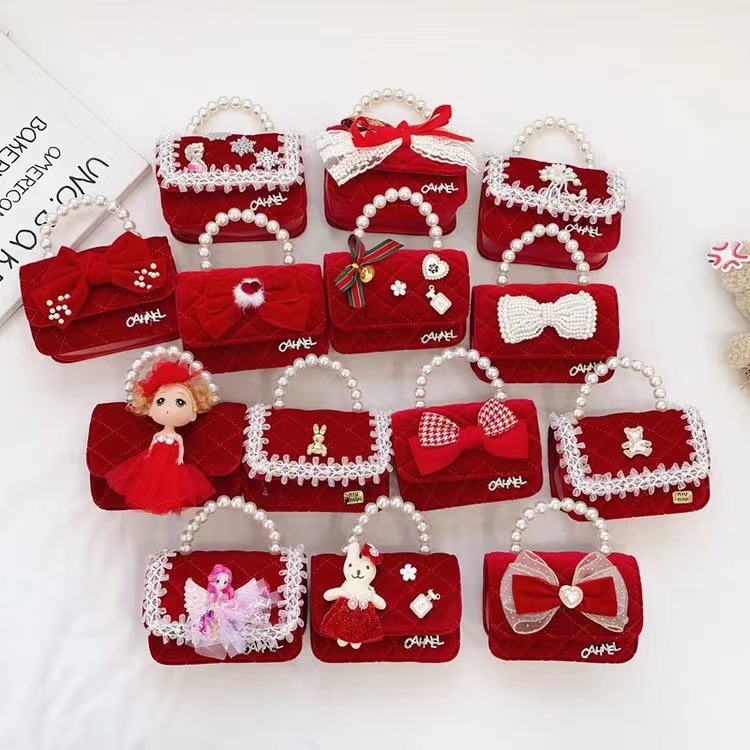 2024 Children's New Year Lucky Money Bag for Girls, Red New Year Greeting Bag for Princess Aisha, crossbody handbag for girls, backpack full figure