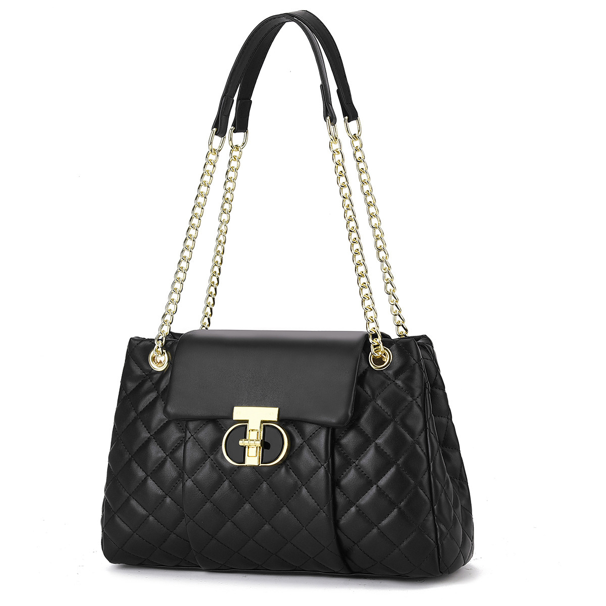 Fashion chain soft leather pleated crossbody bag, new embroidered single-shoulder bag, 2024 cross-border trend wholesale women's bag full figure