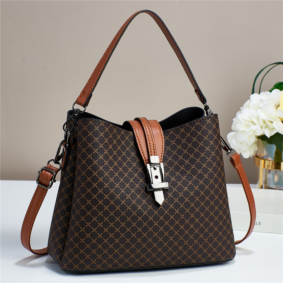 Bucket Bag 2022 New style, trendy and fashionable, large-capacity patterned women's bag, simple and versatile, single-shoulder crossbody bag, hand-carry Specification drawing