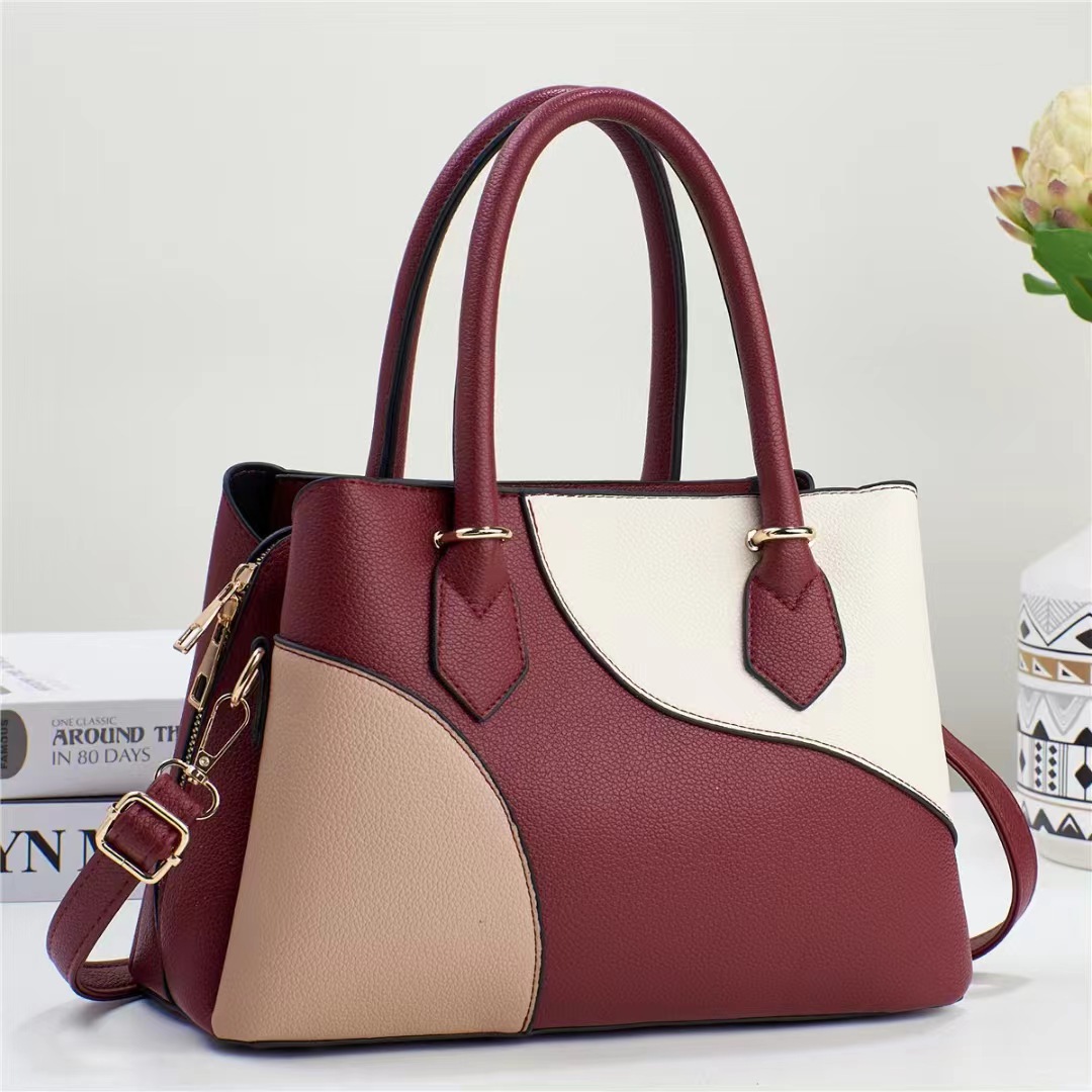 Patchwork color-blocking hand-held foreign trade women's bag for spring 2024, new women's handbag, European and American fashion single-shoulder crossbody bag Application Scenario