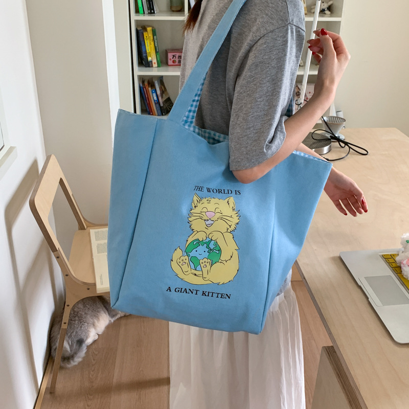Fashionable printed canvas bag 2025 new large-capacity tote bag, trendy single-shoulder underarm bag, student commuter women's bag Specification drawing