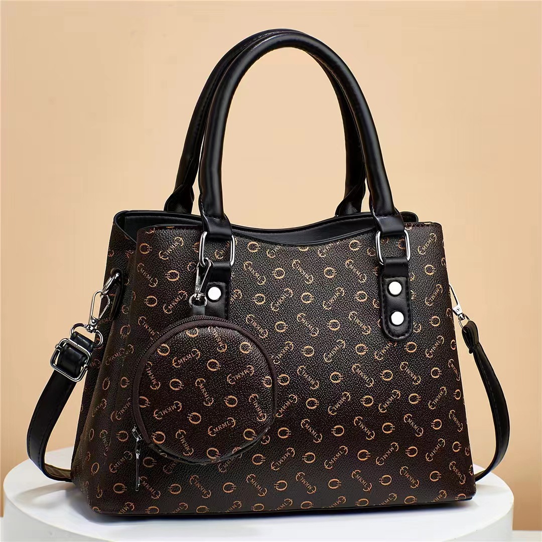 New minimalist printed niche large-capacity cross-border bucket bag, women's handbag, retro light luxury single-shoulder crossbody bag full figure