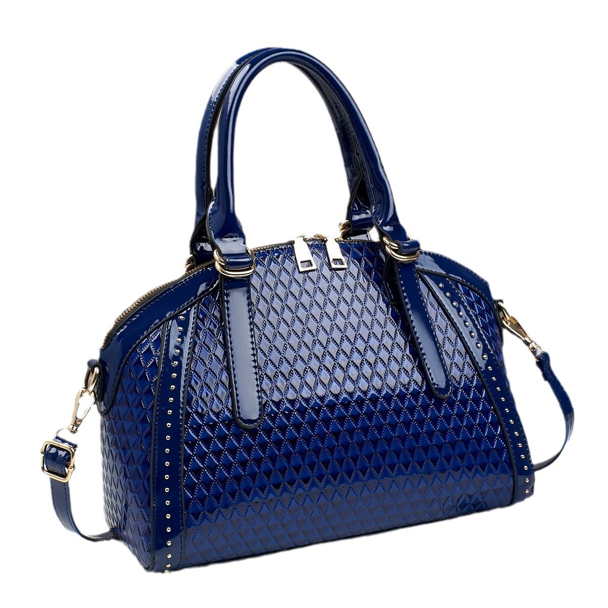 Shiny leather embossed bag, 2024 new style fashionable hand-held shell bag, single-shoulder crossbody, simple and versatile European and American two-in-one bag Item Picture