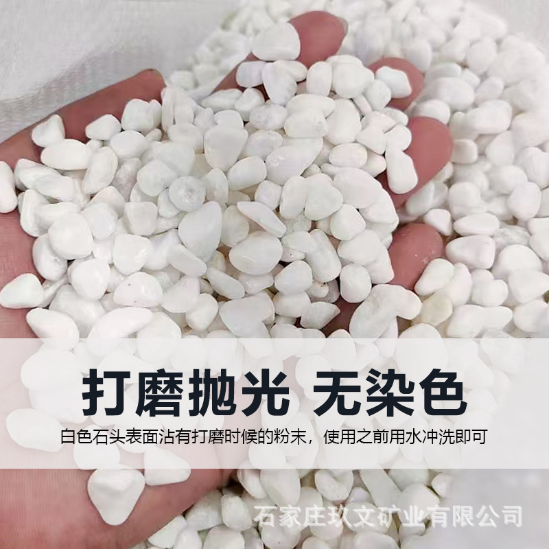 Factory wholesale white pebble paving, dry landscape landscaping, pebble garden and courtyard pavement decoration, white pebble landscaping details Picture