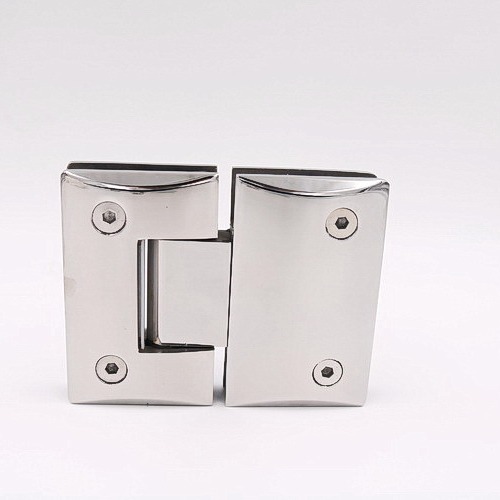 180-degree electroplated bright chrome brass bathroom clamps, square arc-shaped bathroom glass clamps, shower room hinges, wall clamps details Picture