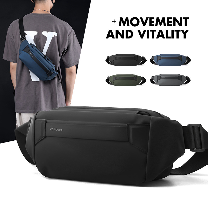 The new cross-border men's crossbody bag from WEPOWER is a trendy, casual and lightweight crossbody bag with a functional chest full figure
