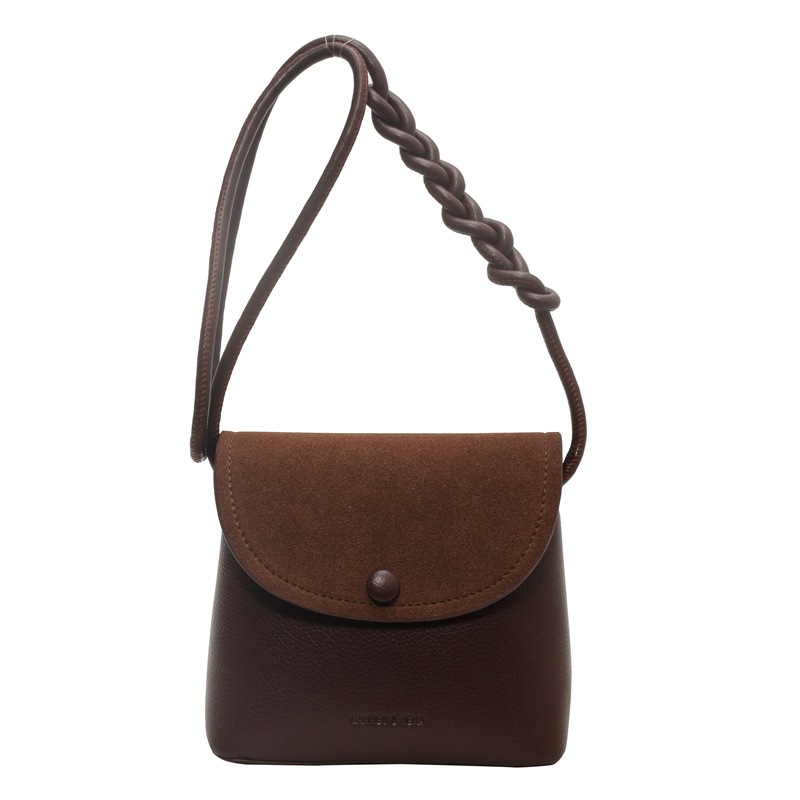 A niche design bag for women, 2024 new style, fashionable woven shoulder strap single-shoulder bag, solid color, high-end, crossbody bucket bag Item Picture