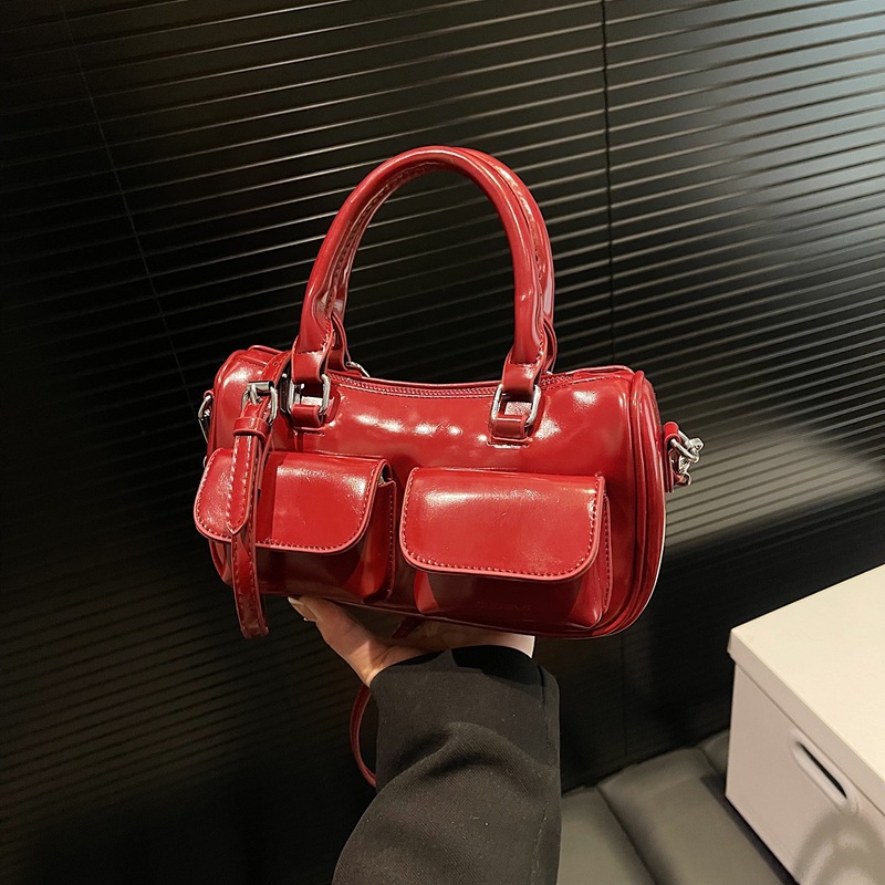 Retro hand-held bowling bag for women, 2025 new trendy and fashionable single-shoulder crossbody Boston bag, Korean version pillow bag details Picture