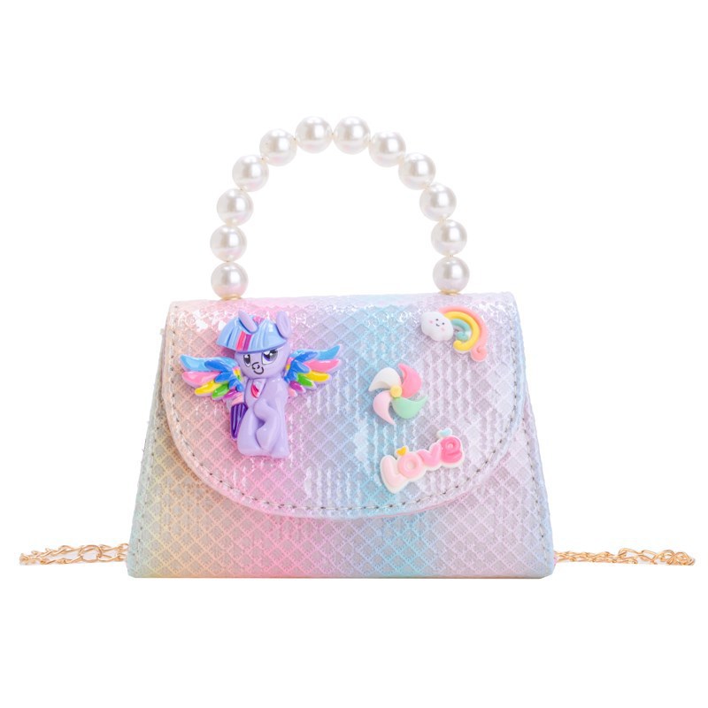 Rainbow Little Pony Cute Girl Handbag 2025 New Style Baby Out Outfit Cartoon crossbody Bag Elsa bag Item Picture