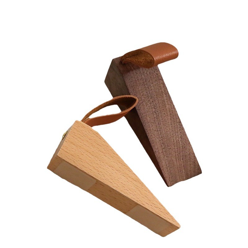 Solid wood door stopper, household door plug, bedroom door stop, anti-collision top door stopper, windproof door stop, safety door card, fixed plug Item Picture