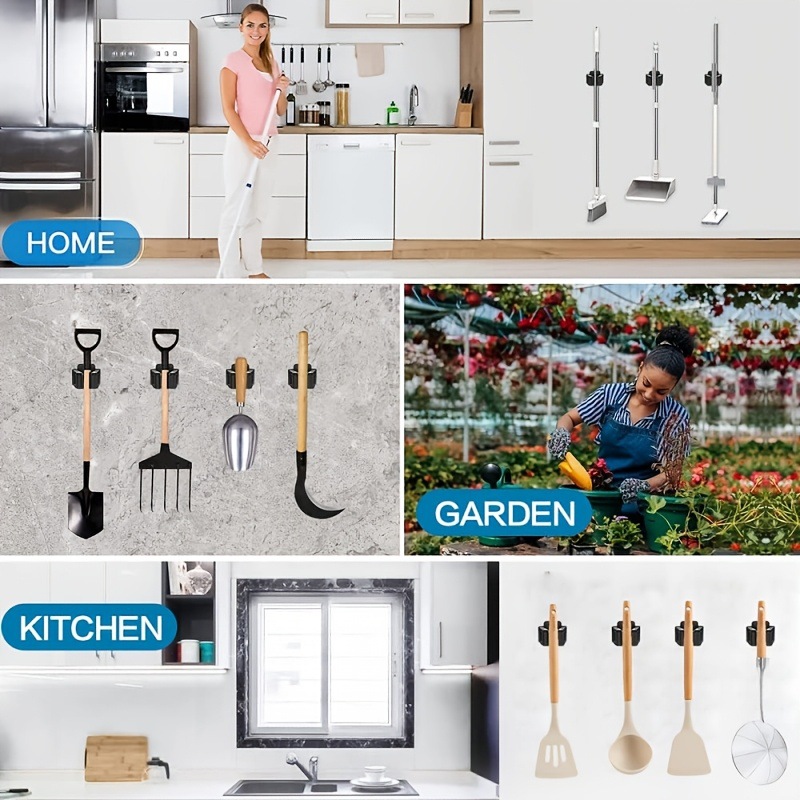 Cross-border best-selling mop clamp, wall-mounted stainless steel mop rack, mop broom hook, storage tool clamp, garage hanging Specification drawing