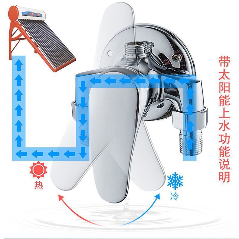 All-copper exposed mixing valve, hot and cold water faucet, shower head set, universal switch valve for solar water heaters details Picture