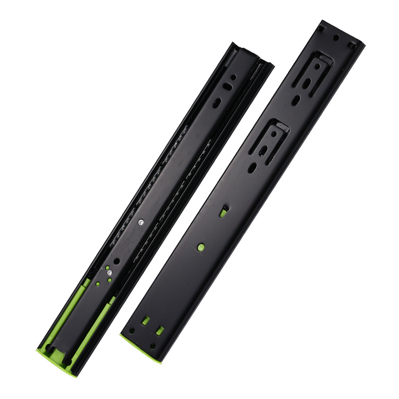 Wholesale 4515 double spring three-section buffer damping slide rail, three-fold silent steel ball thickened drawer guide rail from the manufacturer Item Picture