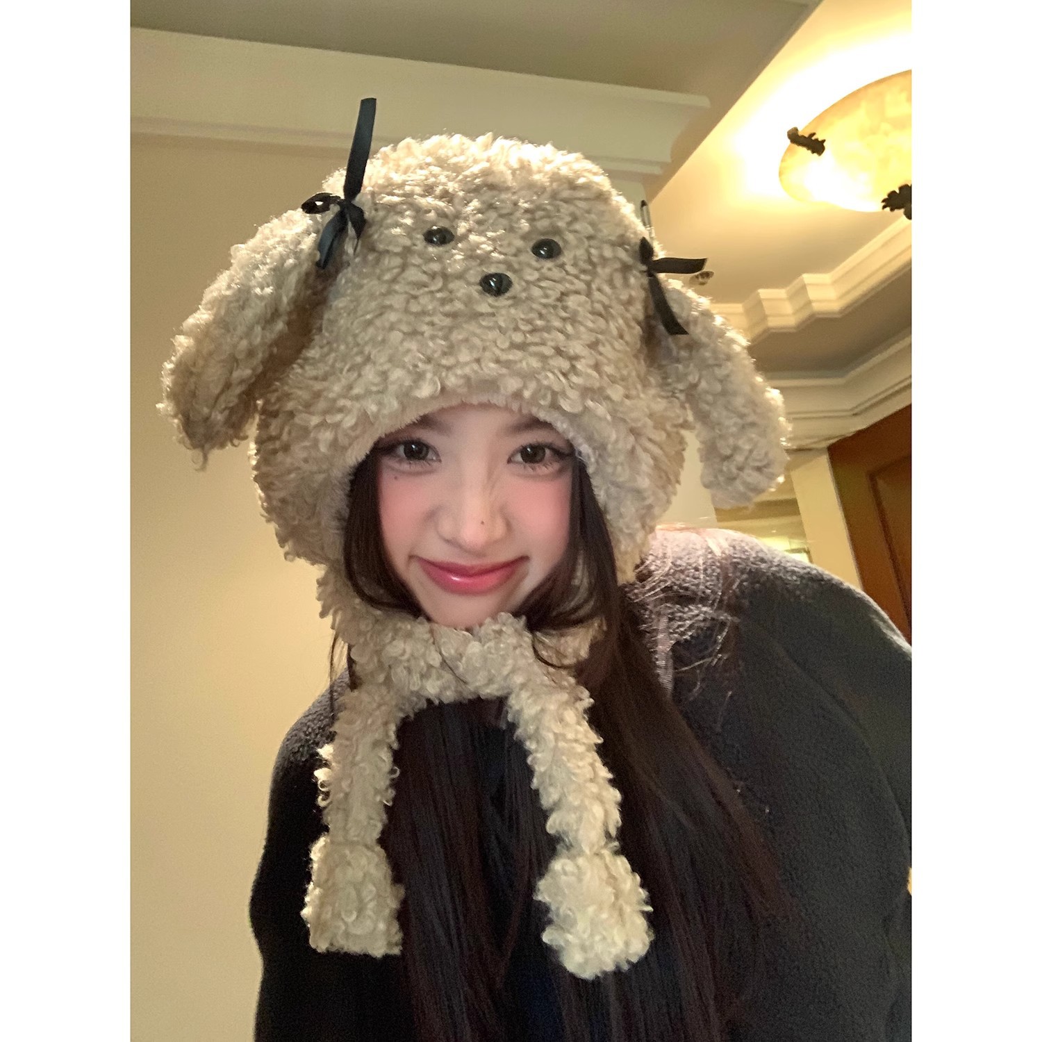 Cute little dog warm ear-protecting hat with a girlish heart, soft and glutinous winter cold-proof headband, thickened, versatile Lei Feng hat for students Application Scenario