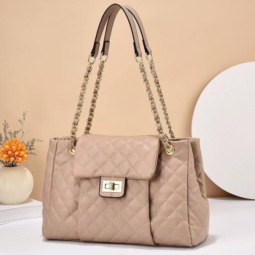 Xiaoxiang style high-quality women's bag, large bag 2025 new model, single-shoulder crossbody, solid color, simple embroidered thread, large capacity, cross-border Application Scenario