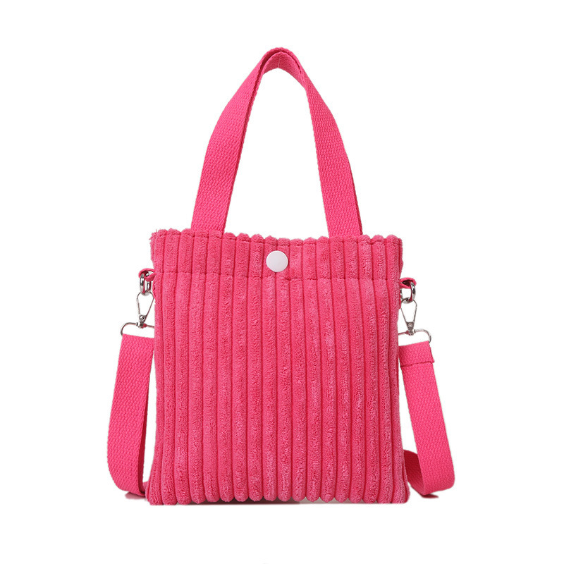 Korean corduroy bucket bag 2023 new spring crossbody small bag handbag vertical casual mini tote bag Item Picture