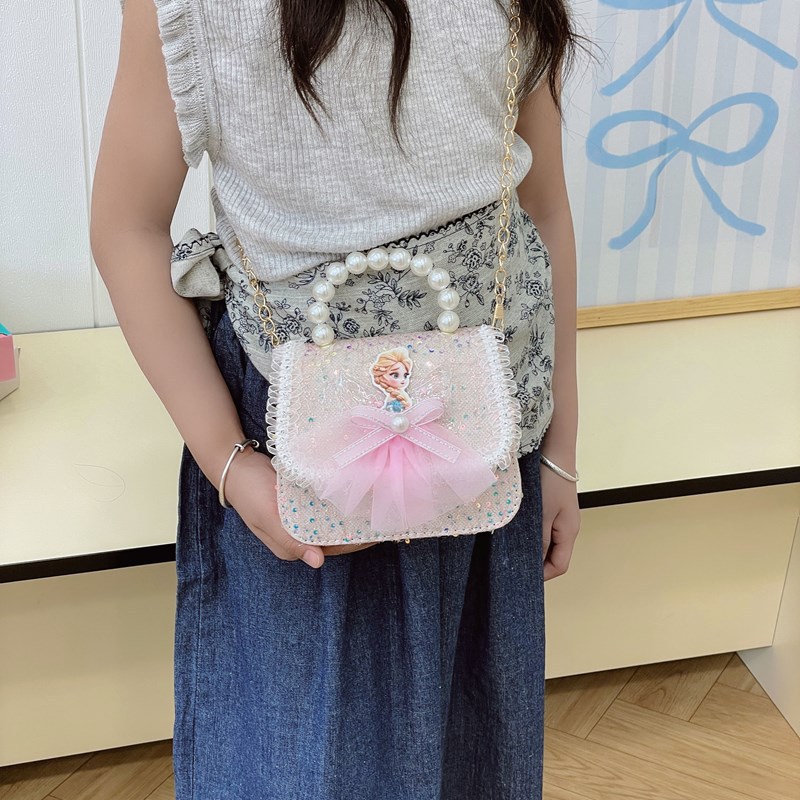 New children's bag, little girl pearl chain bag, handbag, fashionable and stylish princess, single-shoulder crossbody coin purse details Picture