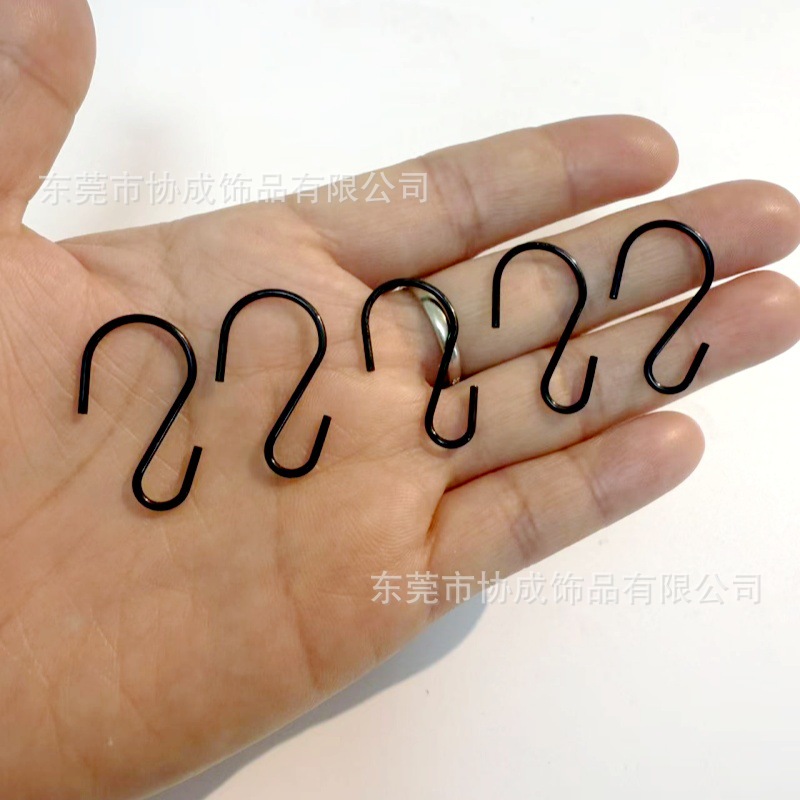 Cross-border best-selling black S-hook, S-iron hook, metal large and small hooks, tag chain S-hook, S-shaped iron hook, hanging hook Specification drawing