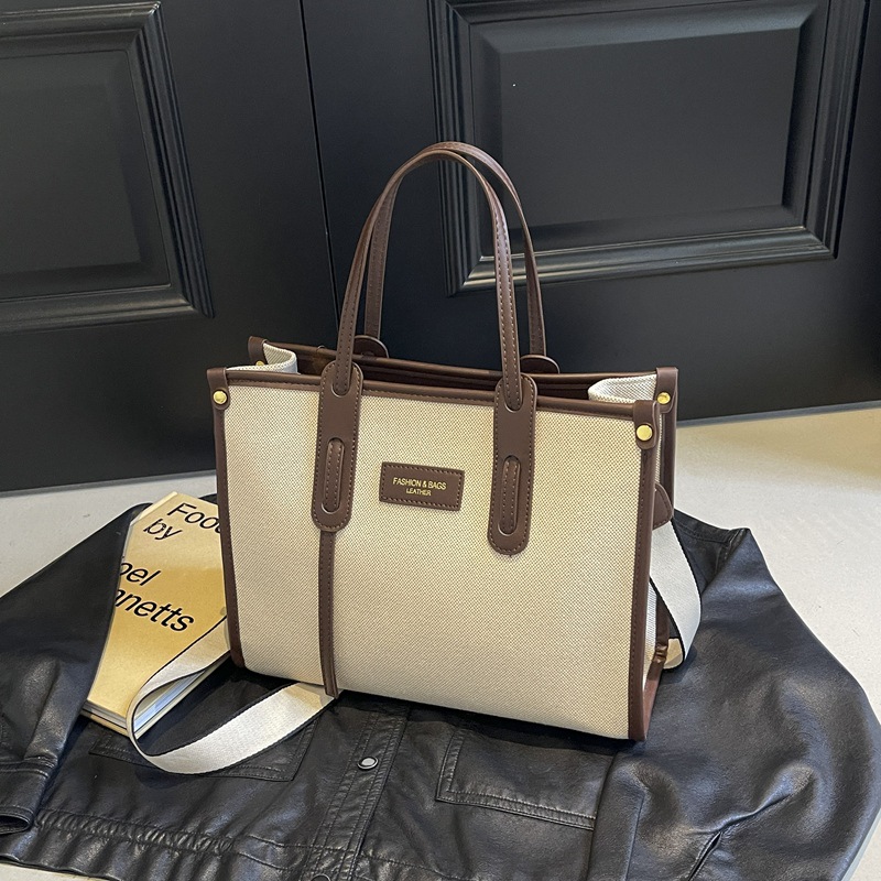 Commuting large-capacity canvas bag for women, 2024 new style, trendy, casual and versatile crossbody bag, fashionable tote bag details Picture