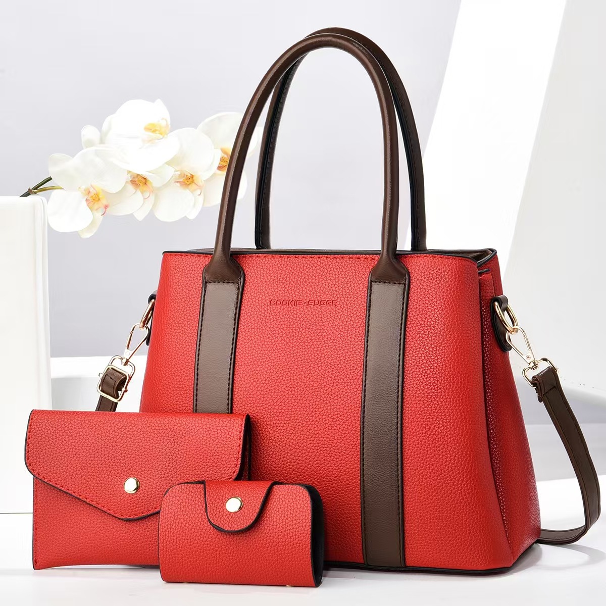A new 2024 fashionable color-blocking mother bag for women, a large-capacity middle-aged woman bag, and a single-shoulder crossbody bag Specification drawing