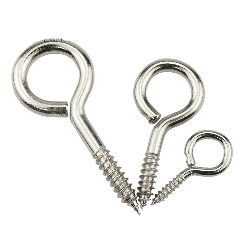 Nickel-plated sheep eye ring self-tapping screw hook lifting ring iron hook, sheep eye wood screw iron question mark sheep horn hook Item Picture