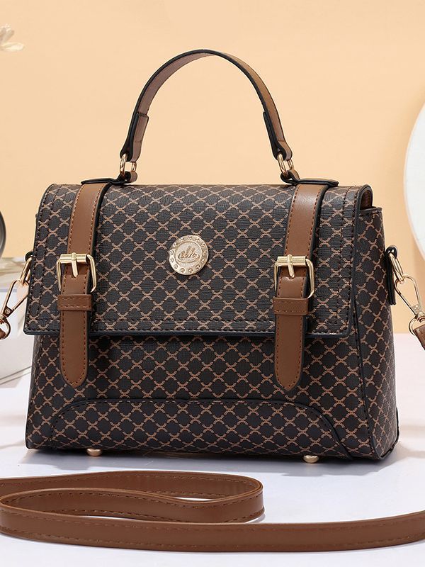 Ladies' small square bag 2023 New style, fashionable, simple and elegant single-shoulder crossbody bag, Korean-style trendy printed hand-held women's bag Specification drawing