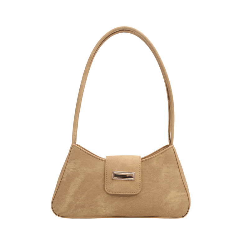 A stylish and high-quality French niche bag, a new 2024 women's bag in solid color, a popular crossbody single-shoulder underarm baguette bag Item Picture