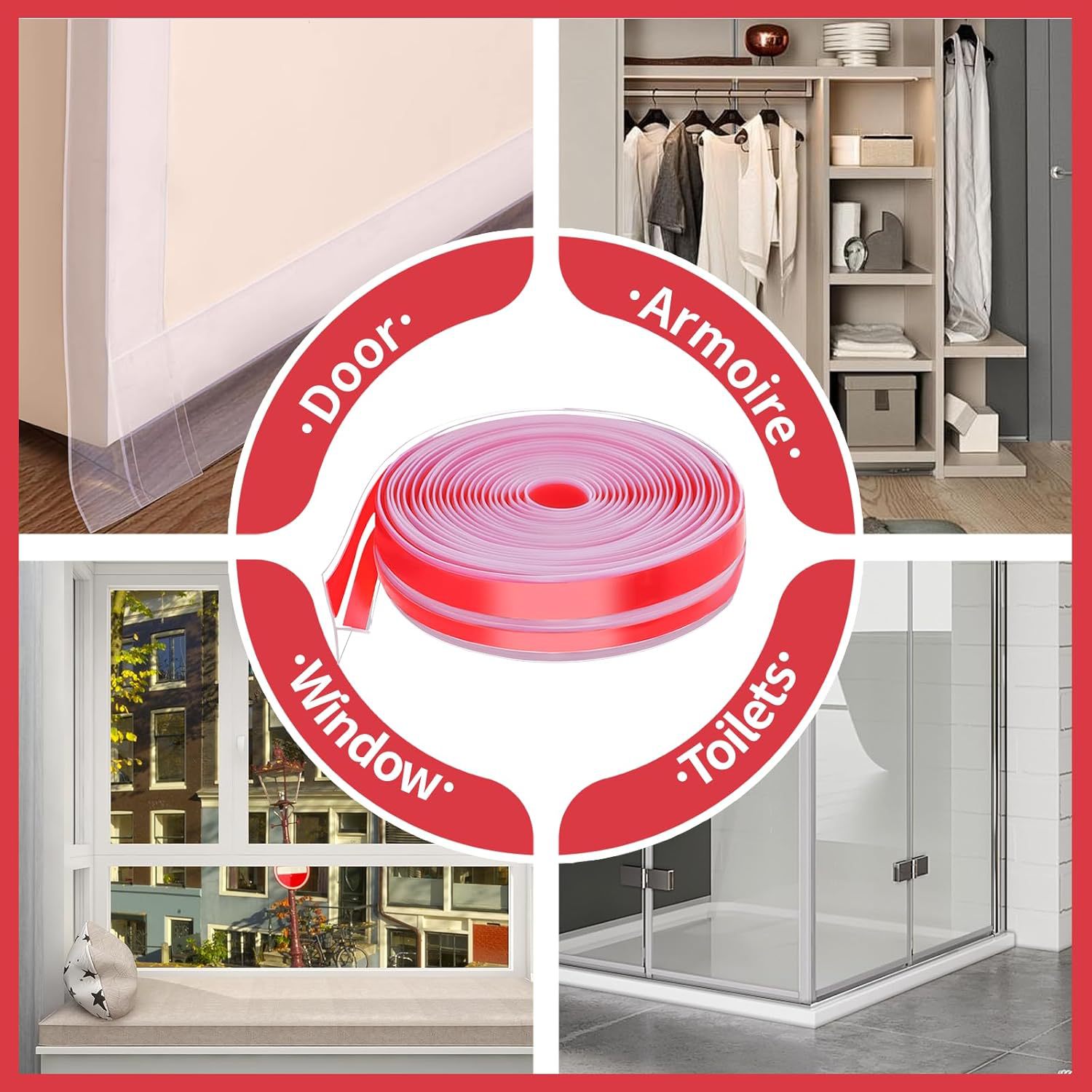 Cross-border T-shaped door gap bottom sealing strip, silicone self-adhesive door gap windproof strip, bedroom glass door, window and door sound insulation strip Application Scenario