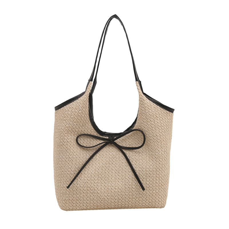 A new style of sweet single-shoulder bag made of straw for women in 2025, a casual tote bag for going out to work Item Picture