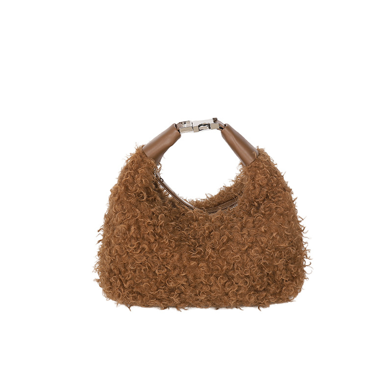 Fluffy bag for women 2024 New style casual and cute single-shoulder crossbody bag, Korean-style versatile furry armpit commuter bag Item Picture