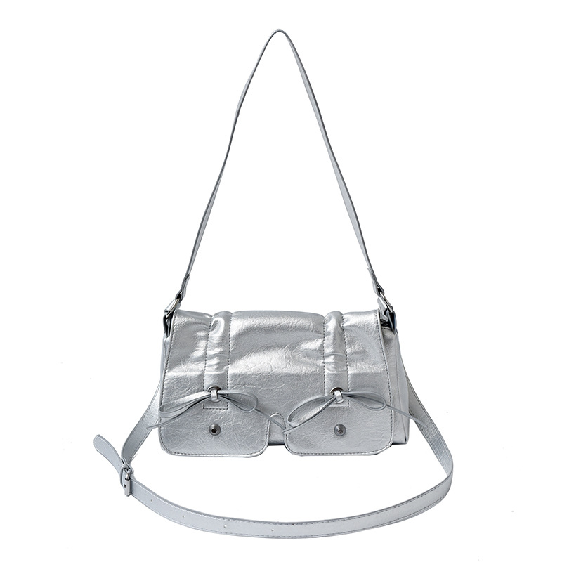 2025 New Korean-style pleated handbag, bow underarm bag, multi-pocket single-shoulder bag, fashionable crossbody bag, women's bag Item Picture