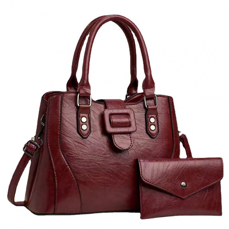 Wholesale of the manufacturer's 2023 new style fashionable commuting retro leather large-capacity two-piece single-shoulder crossbody handbag Item Picture