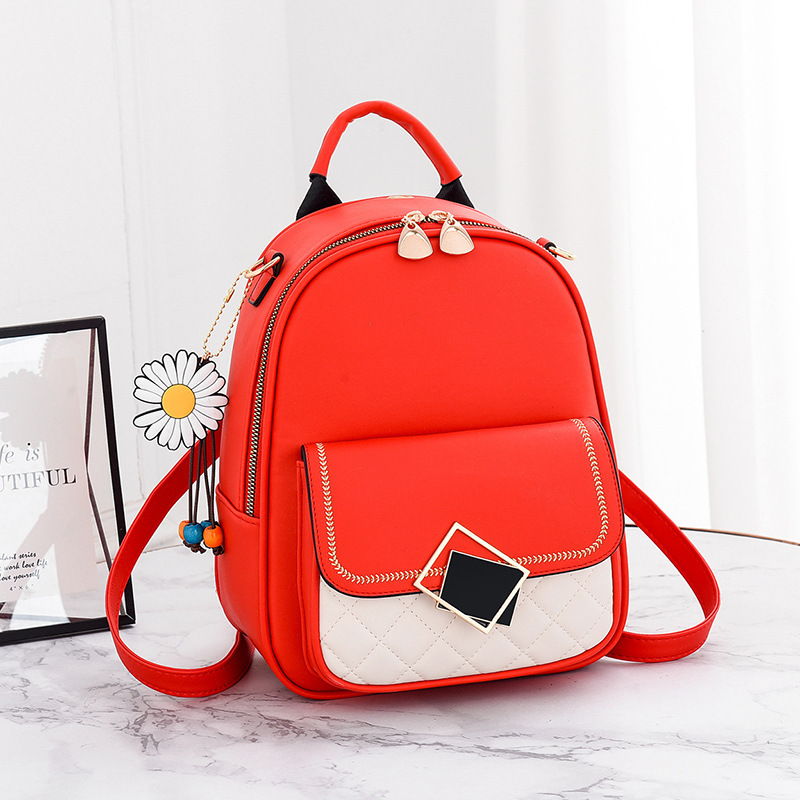 ins 2022 New Korean-style fashionable and trendy backpacks, women's small bags, women's backpacks, leather schoolbags Item Picture