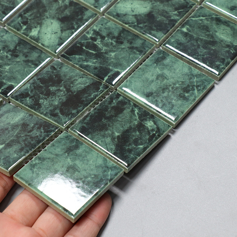 Shangmei large flower green stone, marble Mosaic, ceramic swimming pool, water feature tiles, Mosaic water pool, fish pool full figure