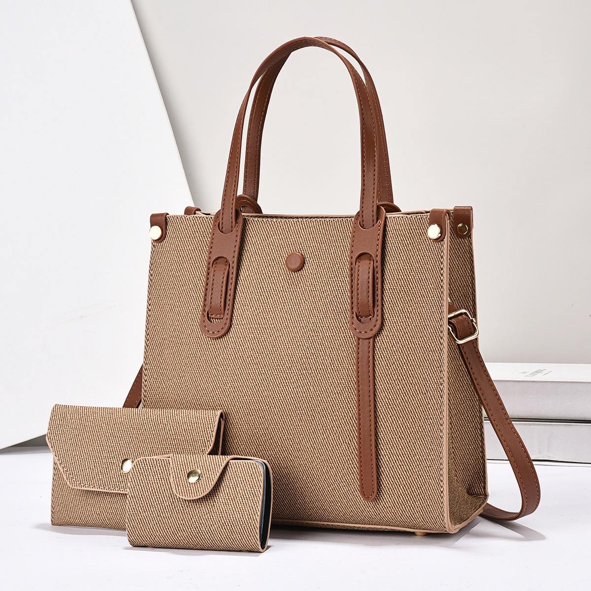 Three-piece set, European and American trend mother-and-child bag, tote bag, 2024 new crossbody bag, handbag, women's fashionable single-shoulder bag Specification drawing