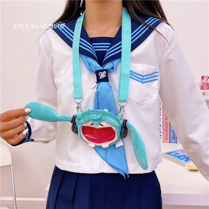 A new cartoon Hatsune Miku headphone case, a cute mini coin purse for children, a girlish cross-over birthday gift details Picture
