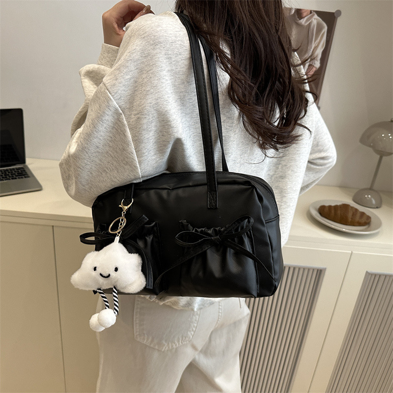 Silver commuter large-capacity tote bag for women 2025 new style bowling bag, single-shoulder underarm bag, hand-held pillow bag details Picture