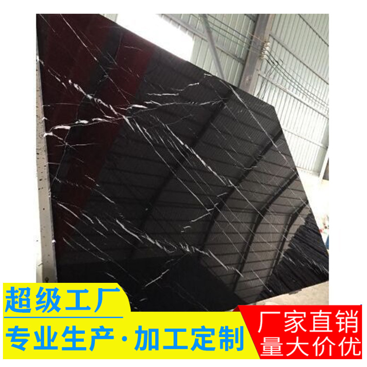 Customized natural marble black and white root domestic stone floor tiles, window sills, marble countertop panels, and elegant pattern stones full figure