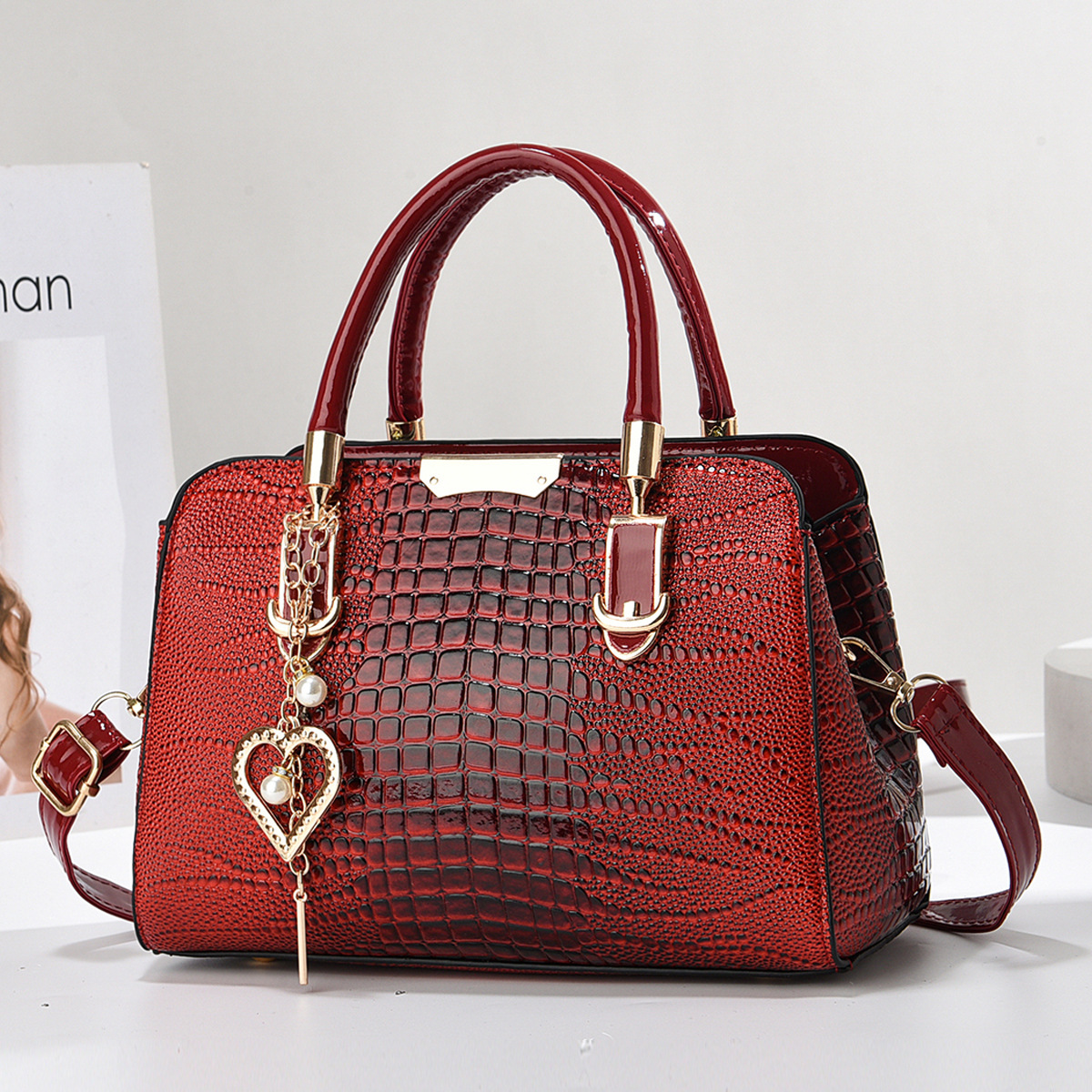 Crocodile pattern crossbody bag for women 2024 New style fashionable mom bag for spring and summer women's fashionable single-shoulder crossbody bag details Picture
