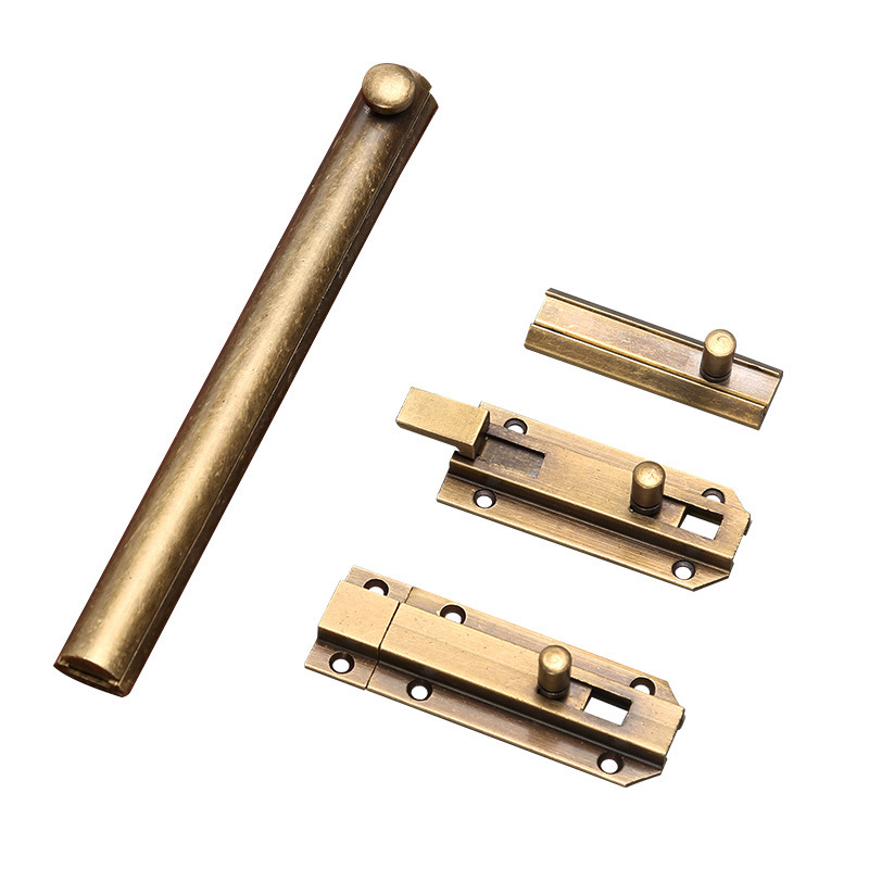 Chinese-style bronze-colored window door bolt, door latch, concealed door bolt, small latch, old-fashioned and retro wooden door lock latch, brass latch Item Picture